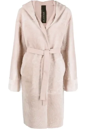 Blancha Reversible belted shearling coat