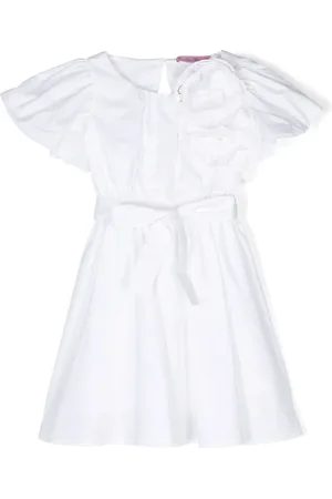 MISS BLUMARINE Floral-appliqué belted dress