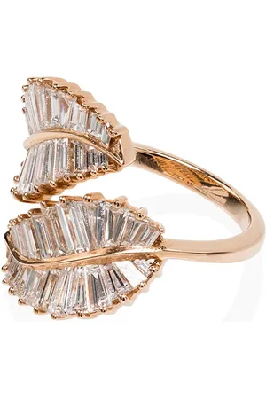 Anita 18kt rose gold diamond palm leaf ring