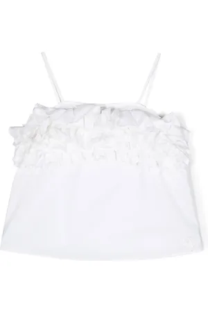 MISS BLUMARINE Ruffle-detail spaghetti-strap top