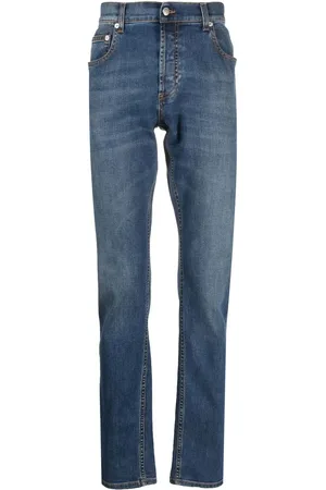 Alexander McQueen Embroidered-logo slim-fit jeans