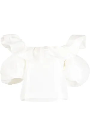 Kika Vargas Ruffled shoulder cut-out top