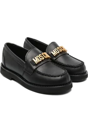 Moschino Logo-plaque leather moccasins