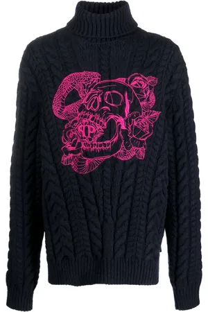 Philipp Plein Embroidered-skull roll-neck jumper