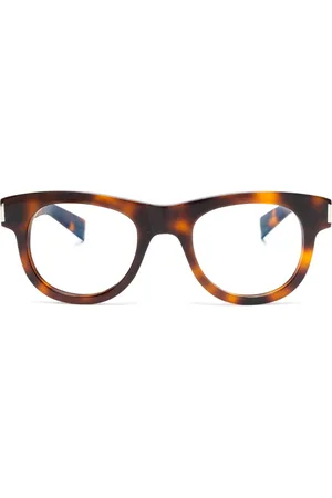Saint Laurent Tortoiseshell-effect round-frame glasses