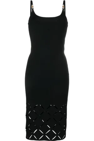 VERSACE Medusa-plaque cut-out midi dress