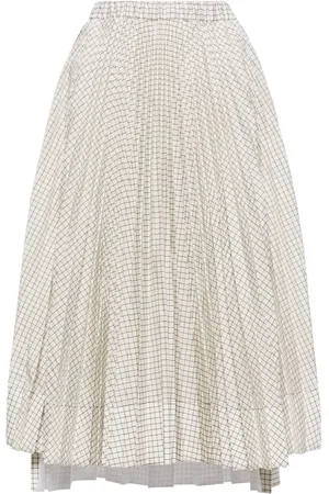 Plan C Grid-pattern taffeta midi skirt