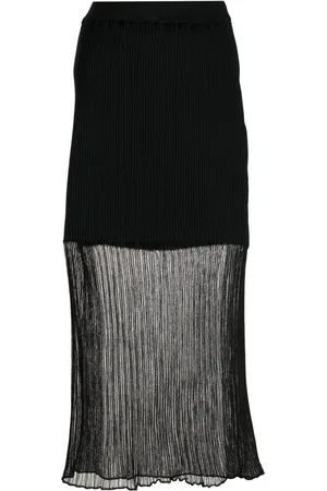 CFCL Lucent ribbed-knit fluted midi skirt