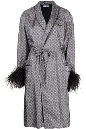 Prada Feather-detail silk robe