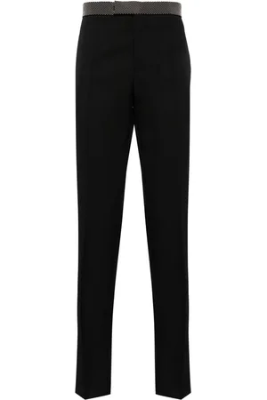 Alexander McQueen Stud-embellished mid-rise tailored trousers