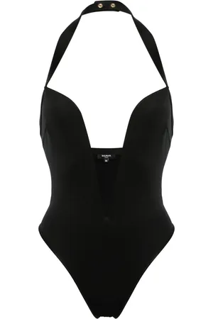 Balmain Plunging halterneck swimsuit
