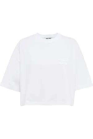 Miu Miu Embroidered-logo cotton T-shirt