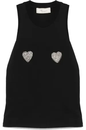 BLUMARINE Rhinestone-heart tank top