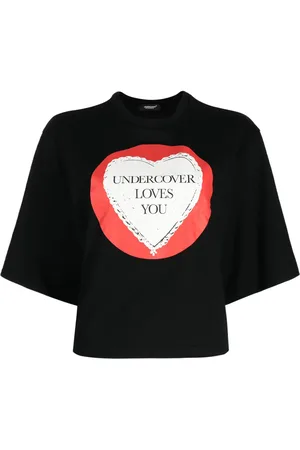 UNDERCOVER Logo-flocked cotton cropped T-shirt