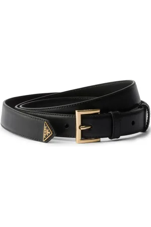 Prada Logo plaque leather belt