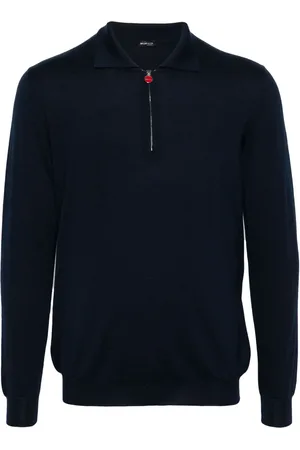 Kiton Long sleeve cashmere silk polo shirt