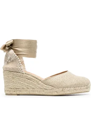 Castaner Lace-up espadrille wedge pumps