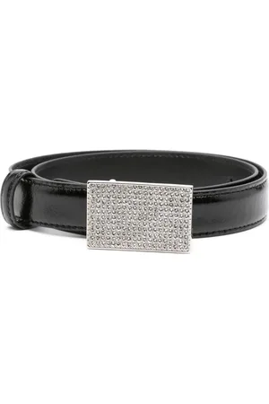 Alessandra Rich Crystal-embellished leather belt