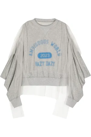 UNDERCOVER Graphic-print tulle-layered sweatshirt