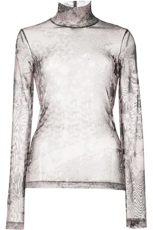 ROSETTA GETTY Collage-print mesh T-shirt