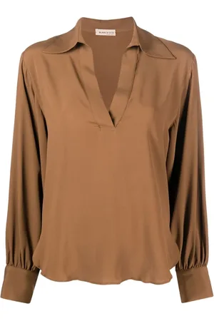 BLANCA V-neck draped blouse
