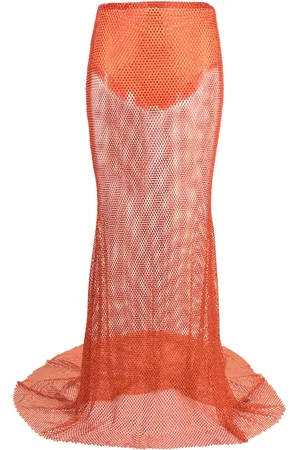GIUSEPPE DI MORABITO Crystal-embellished mesh maxi skirt