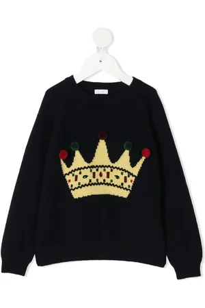 Il gufo Crown print knitted jumper