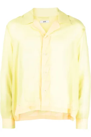BODE Geometric-panneled silk shirt