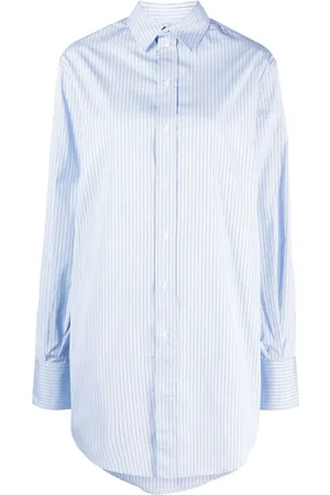 Sa Su Phi Long-length striped cotton shirt