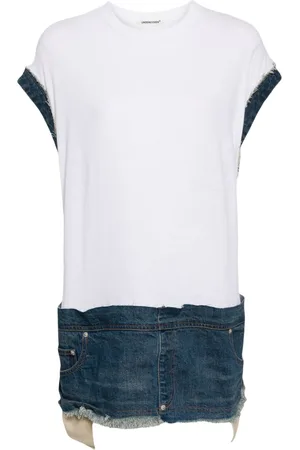 UNDERCOVER Denim-trim cotton top