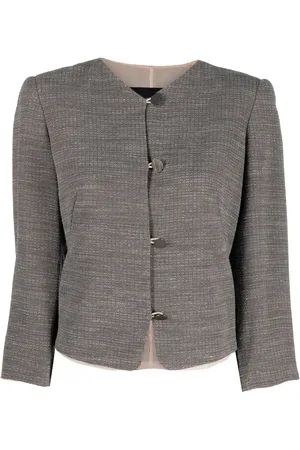 Giorgio Armani 2000s collarless buttoned jacket