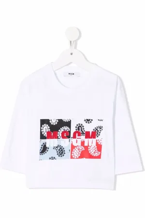 Msgm Patchwork logo-print 3/4-sleeve T-shirt