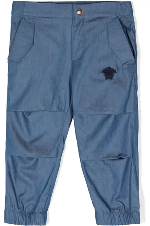 VERSACE Medusa Head-patch chambray trousers
