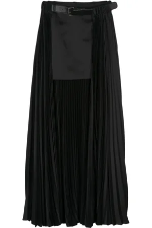Peter Do Pleated-overlayer belted skirt