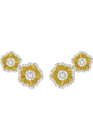 Marchesa Notte 18kt yellow Halo Flower diamond earrings