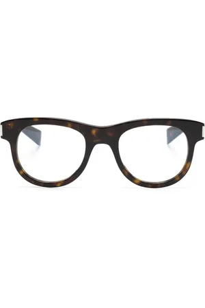 Saint Laurent Tortoiseshell-effect round-frame glasses