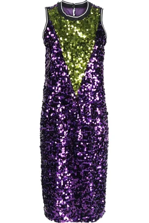 Plan C Colour-block sequin midi dress