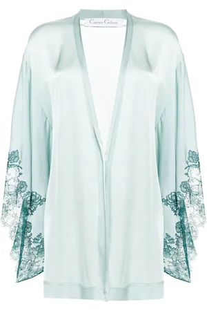 CARINE GILSON Lace-trim silk robe