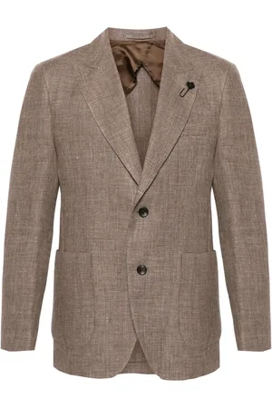 LARDINI Single-breasted linen blend blazer