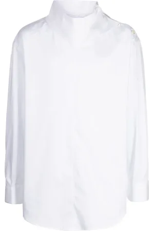 SYSTEM Oversized-pointed collar cotton shirt