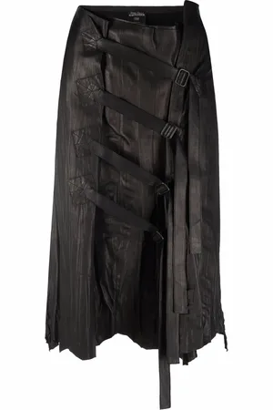 Jean Paul Gaultier 1990s buckled leather skirt