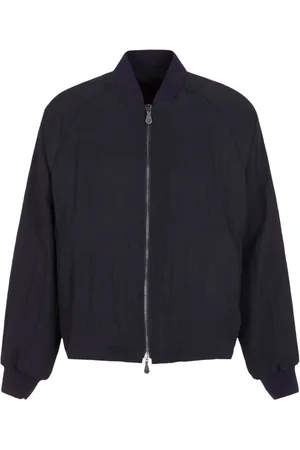 Giorgio Armani Zip-up crinkled bomber jacket