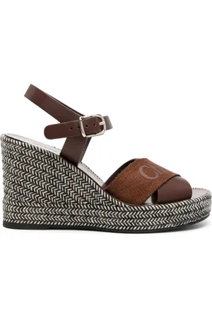 Chloé Logo-strap wedge espadrilles