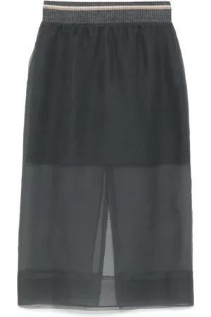 Brunello Cucinelli Semi-sheer midi skirt