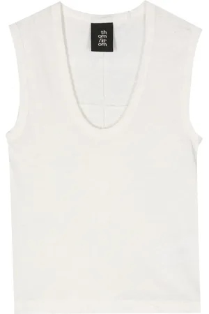 THOM KROM Scoop-neck linen blend tank top