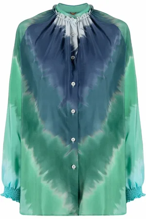F.R.S For Restless Sleepers Tie-dye print ruffled-collar silk blouse