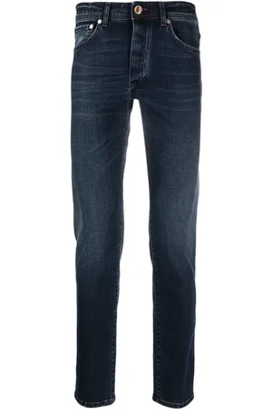 BARBA Logo-patch slim-cut jeans