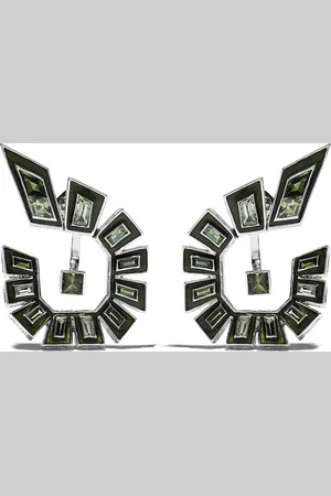 STEPHEN WEBSTER 18kt white gold Dynamite enamel and diamond hoop earrings