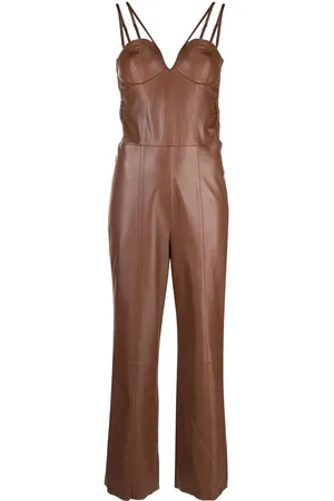 AERON V-neck leather jumpsuit
