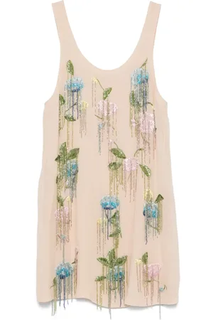 BLUMARINE Floral-embroidered georgette dress